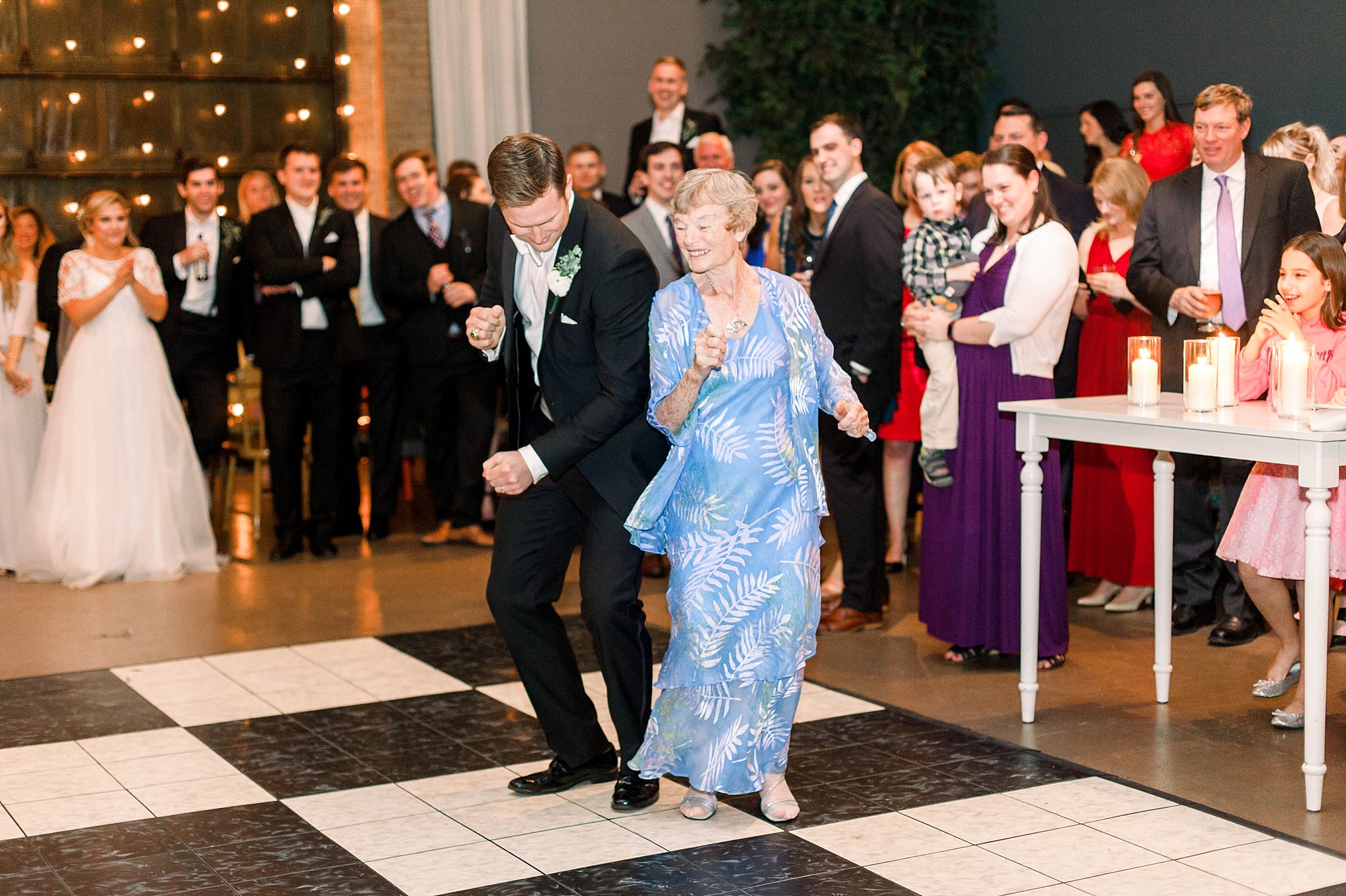 Groom's dance with Grandmother at wedding reception.