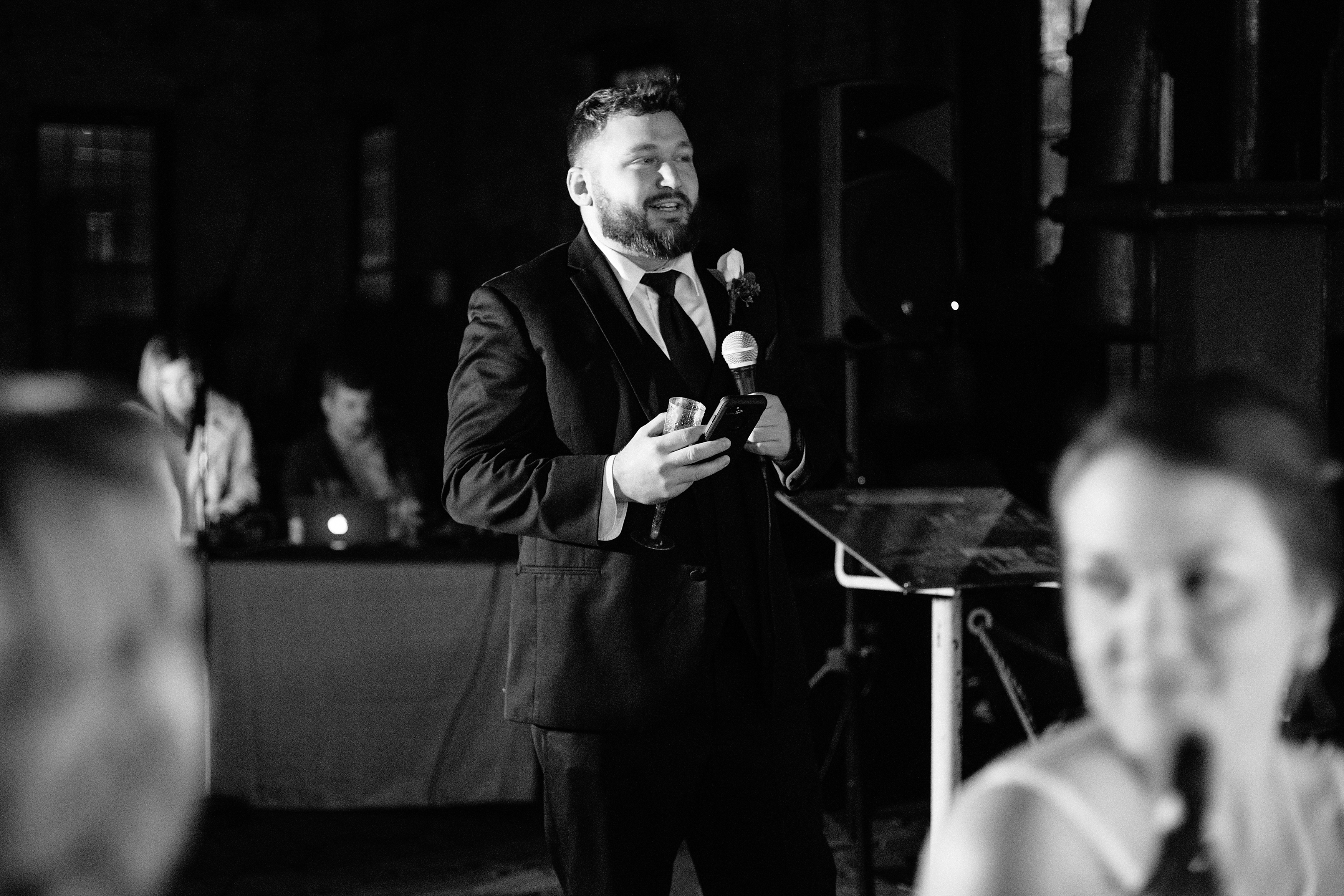 Best man speech at wedding reception.